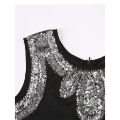 Women's Retro 1920s Fringe Dress Midi Dress Party Halloween Sequins Tassel Fringe Geometric Crewneck Sleeveless Regular Fit Spring Fall 2023 Black S M L XL -HANs Plus Size Style Shop vjlbzw1692858195947