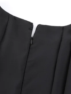 Women‘s Plus Size Curve Work Dress Chiffon Dress Swing Dress Fashion Midi Dress Layered Fake Two Piece Crew Neck 3/4 Length Sleeve Plain Regular Fit Black Red Navy Blue Summer Spring -HANs Plus Size Style Shop vlnzzv1691042505902