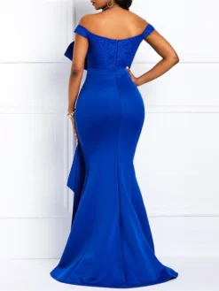 Women‘s Plus Size Curve Party Dress Color Block Off Shoulder Short Sleeve Spring Fall Stylish Prom Dress Maxi Long Dress Party Vacation Dress Sequin Dress -HANs Plus Size Style Shop vltlob1663739318168