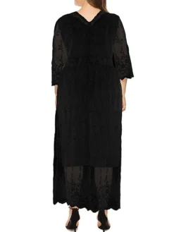 Women‘s Plus Size Curve Prom Dress Party Dress Lace Dress Long Dress Maxi Dress Black 3/4 Length Sleeve Pure Color Lace Summer Spring Fall Square Neck Fashion Winter Dress Birthday Evening -HANs Plus Size Style Shop vmnvzd1691399446713