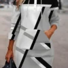 Women's Casual Dress Hoodie Dress Mini Dress Active Daily Outdoor Home Holiday Crew Neck Print Geometric Regular Fit Black S M L XL XXL