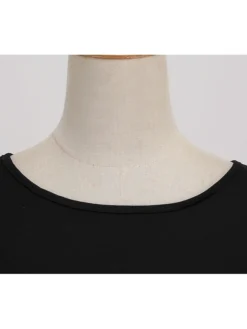 Women's Christmas Swing Dress Midi Dress Black Long Sleeve Santa Claus Print Winter Fall Autumn Crew Neck Modern 2022 S M L XL 2XL 3XL -HANs Plus Size Style Shop vqmhis1667980620482