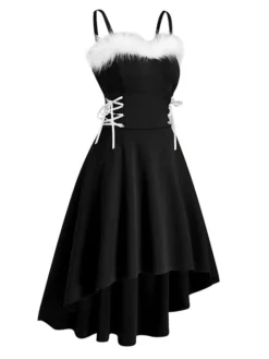 Women's Christmas Swing Dress Slip Dress Vintage Dress Midi Dress Green Black Wine Sleeveless Pure Color Backless Winter Fall Autumn Spaghetti Strap Fashion Daily Date 2022 S M L XL XXL 3XL -HANs Plus Size Style Shop vqmtus1667815070201