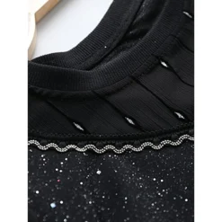 Women's Plus Size Curve Party Dress Cocktail Dress Sheath Dress Solid Color Midi Dress Long Sleeve Mesh Patchwork Crew Neck Fashion Party Black Fall Winter L XL XXL 3XL 4XL -HANs Plus Size Style Shop vqyyfj1695645448860