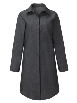 Women's Shirt Dress Casual Dress Shift Dress Midi Dress Outdoor Winter Dress Daily Polyester Basic Casual Shirt Collar Button Pocket Long Sleeve Winter Fall Spring 2023 Regular Fit Black Navy Blue -HANs Plus Size Style Shop vrfbql1673937510607