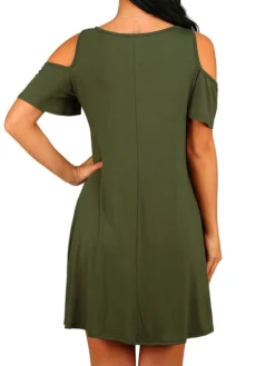 Women's Casual Dress T Shirt Dress Tee Dress Shift Dress Plain Pocket Cut Out Crew Neck Mini Dress Active Streetwear Outdoor Daily Short Sleeve Regular Fit Black White Green Spring Summer S M L XL XXL -HANs Plus Size Style Shop vrqebz1675412181427