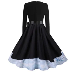 Women's Christmas Knee Length Dress Gray White Black Red Brown Long Sleeve Print Bow Print Fall Winter V Neck Casual Vintage2021 S M L XL XXL 3XL -HANs Plus Size Style Shop vslerj1629971756699