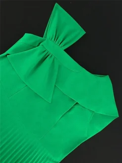 Women‘s Plus Size Curve Party Dress Cocktail Dress Wedding Guest Dress Midi Dress Purple Green Short Sleeve Pure Color Pleated Summer Spring Fall V Neck Fashion Wedding Guest Vacation Summer Dress -HANs Plus Size Style Shop vtnots1691723463163