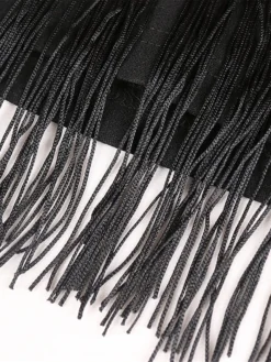 Women‘s Plus Size Curve Prom Dress Party Dress Fringe Dress Long Dress Maxi Dress Black Blue Short Sleeve Pure Color Tassel Fringe Summer Spring Fall Crew Neck Fashion Wedding Guest Vacation -HANs Plus Size Style Shop vuavod1690945388736