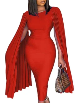 Women‘s Plus Size Curve Party Dress Solid Color Crew Neck Ruched Long Sleeve Winter Fall Casual Prom Dress Party Daily Dress Sheath Dress Long Dress Maxi Dress -HANs Plus Size Style Shop vuijlg1629964237453