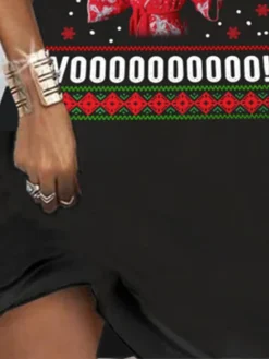 Women's Christmas Hoodie Dress Shift Dress Mini Dress Black Long Sleeve Letter Print Winter Fall Autumn Hooded Fashion Christmas Daily 2022 S M L XL XXL 3XL -HANs Plus Size Style Shop vuzkuv1667797953006