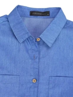 Women's Denim Dress Shirt Dress Shift Dress Mini Dress Outdoor Winter Dress Daily Cotton Denim Casual Shirt Collar Button Pocket Long Sleeve Summer Spring Fall 2023 Regular Fit Black Army Green Dark -HANs Plus Size Style Shop vvztne1695298372908