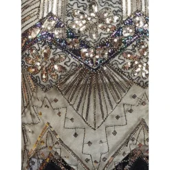 Women's Retro 1920s Fringe Dress Midi Dress Party Halloween Sequins Tassel Fringe Floral V Neck Sleeveless Regular Fit Spring Fall 2023 Black White S M L XL -HANs Plus Size Style Shop vwxwwi1692610422737