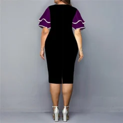 Women‘s Plus Size Curve Party Dress Color Block Crew Neck Print Short Sleeve Spring Fall Work Casual Prom Dress Knee Length Dress Casual Daily DressHomecoming Dress -HANs Plus Size Style Shop vxlfxk1639471971878