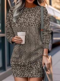 Women's Casual Dress Sweatshirt Dress Mini Dress Warm Fashion Outdoor Vacation Going Out Crew Neck Print Floral Loose Fit Black Red Blue S M L XL XXL -HANs Plus Size Style Shop vxrvgf1694502669259