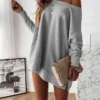 Women's Casual Dress T Shirt Dress Tee Dress Mini Dress Pink Khaki Grey Long Sleeve Pure Color Patchwork Spring Fall Winter Crew Neck Classic Loose Fit 2023 XS S M L XL 2XL 3XL 4XL 5XL