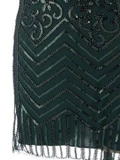 Women's Retro 1920s Sequin Dress Mini Dress Party Halloween Sequins Patchwork Floral Halter Neck Sleeveless Regular Fit Spring Fall 2023 Black Green S M L XL -HANs Plus Size Style Shop waiwhb1693212160323