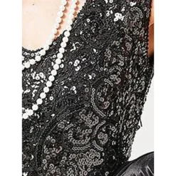 Women's Retro 1920s Fringe Dress Midi Dress Party Halloween Sequins Tassel Fringe Floral V Neck Sleeveless Regular Fit Spring Fall 2023 Black Pink XS S M L -HANs Plus Size Style Shop wbekox1692612023903