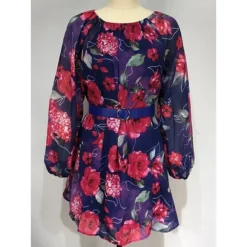 Women's Plus Size Curve Party Dress Casual Dress Cocktail Dress Floral Midi Dress Long Sleeve Print Crew Neck Fashion Party Purple Green Fall Winter XL XXL 3XL -HANs Plus Size Style Shop wdlmws1695645426266