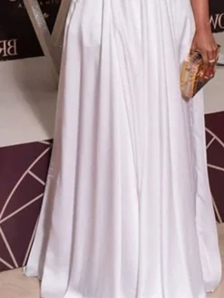 Women‘s Plus Size Curve Party Dress Solid Color V Neck Ruched 3/4 Length Sleeve Spring Fall Formal Casual Prom Dress Maxi Long Dress Party Daily Dress -HANs Plus Size Style Shop weqqls1634630510888