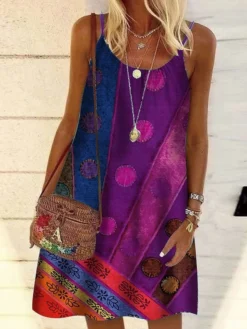 Women's Shift Dress Midi Dress Vintage Purple Vintage Green Vintage Gray Sleeveless Print Print Summer Spring Crew Neck Casual Daily 2023 S M L XL XXL 3XL 4XL 5XL -HANs Plus Size Style Shop wgmzjw1620187126009