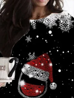 Women‘s Plus Size Christmas Dress Casual Dress Cat Long Sleeve Winter Fall Casual Festival Mini Dress Going Out Dress -HANs Plus Size Style Shop whgaix1667812445973