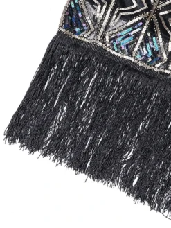 Women's Retro 1920s Fringe Dress Midi Dress Party Halloween Sequins Tassel Fringe Geometric Crewneck Short Sleeve Regular Fit Spring Fall 2023 Red Blue S M L XL -HANs Plus Size Style Shop wjdwzw1693206893167