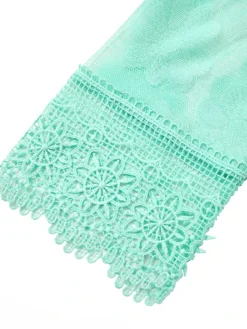 Women's Casual Dress Lace Dress Mini Dress Black Green Light Blue Half Sleeve Pure Color Lace Summer Spring Crew Neck Stylish Vacation Loose Fit 2023 S M L XL XXL 3XL 4XL 5XL -HANs Plus Size Style Shop wjhshc1684141019225