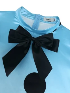 Women‘s Plus Size Curve Party Dress Cocktail Dress Wedding Guest Dress Midi Dress Blue Short Sleeve Polka Dot Patchwork Summer Spring Fall Stand Collar Fashion Wedding Guest Vacation 2023 -HANs Plus Size Style Shop wplhwr1691042901054