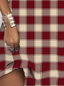 Women's Christmas Hoodie Dress Shift Dress Mini Dress Red Long Sleeve Plaid Print Winter Fall Autumn Hooded Fashion Christmas Daily 2022 S M L XL XXL 3XL -HANs Plus Size Style Shop wrhtla1667793521745