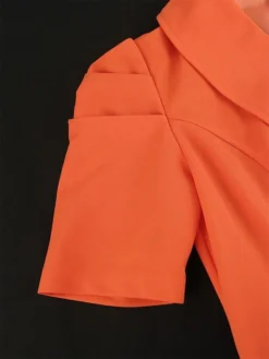 Women's Plus Size Curve Party Dress Work Dress Swing Dress Plain Long Dress Maxi Dress Short Sleeve Pleated Shirt Collar Fashion Party Orange Fall Winter XL XXL 3XL 4XL -HANs Plus Size Style Shop wsbota1694425987667