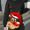 Women's Casual Dress Christmas Dress Sweatshirt Dress Deer Print Crew Neck Mini Dress Fashion Streetwear Outdoor Christmas Long Sleeve Loose Fit Black Fall Winter S M L XL XXL