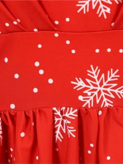 Women's Christmas Knee Length Dress Purple Black Red Navy Blue Light Blue Sleeveless Print Bow Print Fall Winter V Neck Casual Vintage2021 S M L XL XXL -HANs Plus Size Style Shop wwqwqr1630043266990