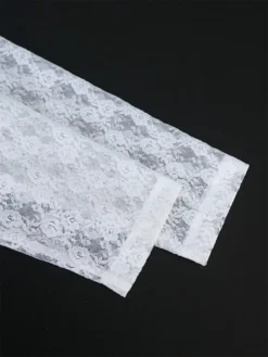 Women's Plus Size Curve Party Dress Lace Dress Bodycon Plain Midi Dress Long Sleeve Lace Bow Crew Neck Fashion Party White Fall Winter XL XXL 3XL 4XL -HANs Plus Size Style Shop wxeqbm1694165781147