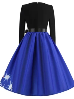 Women's Christmas Swing DressKnee Length Dress Green Blue Purple Red Long Sleeve Print Snowflake Bow Print Fall Winter Crew Neck Stylish 2022 S M L XL 2XL -HANs Plus Size Style Shop wzghgp1658813909092