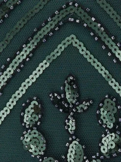 Women's Retro 1920s Sequin Dress Mini Dress Party Halloween Sequins Patchwork Floral Halter Neck Sleeveless Regular Fit Spring Fall 2023 Black Green S M L XL -HANs Plus Size Style Shop wznshz1693212154622