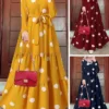 Women's Vintage Dress Kaftan Dress Polka Dot Dress Long Dress Maxi Dress Yellow Wine Navy Blue Long Sleeve Polka Dot Lace Up Spring Fall Winter Crew Neck Muslim Vacation Loose Fit 2023 S M L XL XXL
