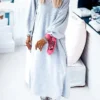 Women's Casual Dress Sweatshirt Dress Winter Dress Long Dress Maxi Dress Split Outdoor Street Daily Active Fashion Crew Neck Long Sleeve 2023 Loose Fit Gray Color S M L XL Size