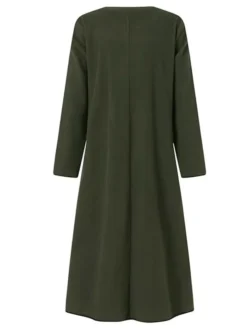 Women's Casual Dress Sweater Dress Sweatshirt Dress Midi Dress Black Army Green Gray Long Sleeve Pure Color Split Fall Winter Autumn Crew Neck Casual Winter Dress Vacation Fall Dress 2023 S M L XL -HANs Plus Size Style Shop xddrtu1665476057317