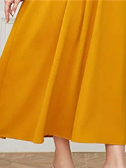 Women's Plus Size Prom Dress Party Dress Wedding Guest Dress Long Dress Maxi Dress Yellow Long Sleeve Pure Color Ruffle Fall Winter Autumn Off Shoulder Fashion Winter Dress Evening Party Wedding Guest -HANs Plus Size Style Shop xhmjwi1693535312883