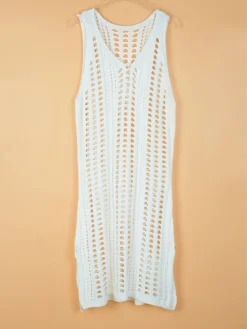 Women's Casual Dress Sheath Dress Sundress Mini Dress Black And White Black White Sleeveless Pure Color Hollow Out Summer Spring V Neck Fashion 2023 S M L XL -HANs Plus Size Style Shop xjeiwq1671704886288