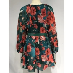 Women's Plus Size Curve Party Dress Casual Dress Cocktail Dress Floral Midi Dress Long Sleeve Print Crew Neck Fashion Party Purple Green Fall Winter XL XXL 3XL -HANs Plus Size Style Shop xkbnpe1695645429512