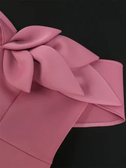 Women's Plus Size Curve Party Dress Bodycon Sheath Dress Plain Midi Dress Short Sleeve Backless Split One Shoulder Fashion Party Pink Spring Fall XL XXL 3XL 4XL -HANs Plus Size Style Shop xlfqxy1694165772955