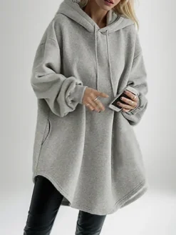 Women's Casual Dress Hoodie Dress Winter Dress Mini Dress Ruched Outdoor Street Daily Fashion Streetwear Hooded Long Sleeve 2023 Loose Fit Black Royal Blue Gray Color S M L XL XXL Size