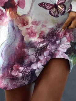 Women's Casual Dress Sweatshirt Dress Mini Dress Warm Fashion Outdoor Vacation Going Out Crew Neck Print Animal Regular Fit Pink S M L XL XXL -HANs Plus Size Style Shop xnmkno1696941578844