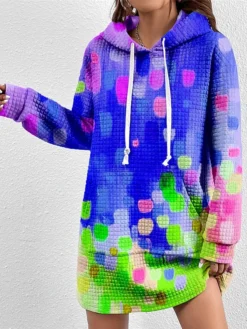 Women's Casual Dress Hoodie Dress Winter Dress Graffiti Pocket Print Hooded Mini Dress Fashion Streetwear Outdoor Daily Long Sleeve Loose Fit Pink Red Blue Fall Winter S M L XL XXL -HANs Plus Size Style Shop xorcjy1694601849603
