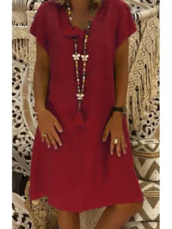 Women's Casual Dress T Shirt Dress Tee Dress Shift Dress Midi Dress Black Yellow Pink Short Sleeve Pure Color Patchwork Summer Spring V Neck Basic Vacation Summer Dress Spring Dress Loose Fit 2022 S -HANs Plus Size Style Shop xpcxhq1607568627617