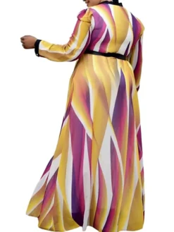 Women‘s Plus Size Curve Swing Dress Color Gradient Crew Neck Long Sleeve Fall Winter Casual Maxi Long Dress Daily Vacation Dress -HANs Plus Size Style Shop xqvcfc1664180468158