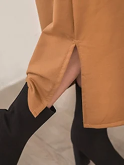 Women's Casual Dress Hoodie Dress Long Dress Maxi Dress Fashion Daily Outdoor Home Vacation Crew Neck Pocket Pure Color Pure Color Loose Fit Black Brown Army Green M L XL XXL -HANs Plus Size Style Shop xuadnp1693294408380