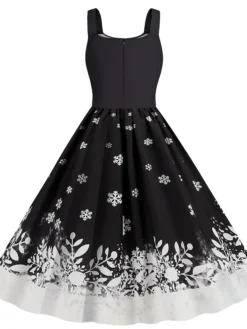 Women's ChristmasSwing Dress Maxi Long Dress Black Red Sleeveless Print Print Winter Round Neck Active3D Print S M L XL XXL -HANs Plus Size Style Shop xuyymt1630900918015